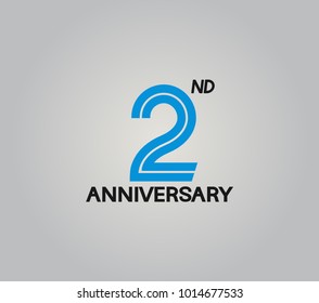 2nd anniversary logotype with multiple line style blue color isolated on white background for celebration