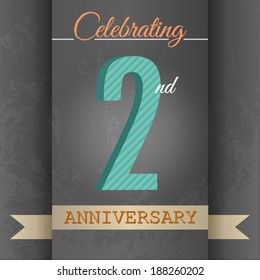 2nd Anniversary poster / template design in retro style - Vector Background