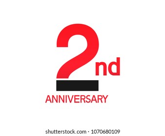 2nd anniversary red and black design simple isolated on white background for celebration