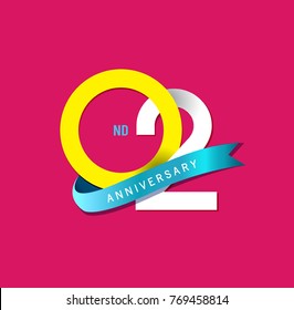 2nd Anniversary simple emblems, template design for web, game ,Creative poster, booklet, leaflet, flyer, magazine, invitation card