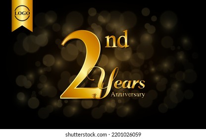 2nd anniversary template design. for booklet, leaflet, magazine, brochure poster, banner, web, invitation or greeting card. Vector illustrations.