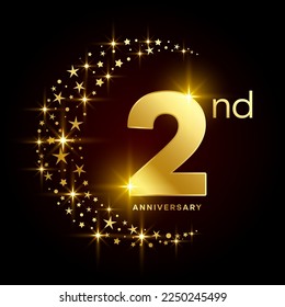 2nd Anniversary Template Design Concept for Birthday Celebration Event. Logo Vector Template
