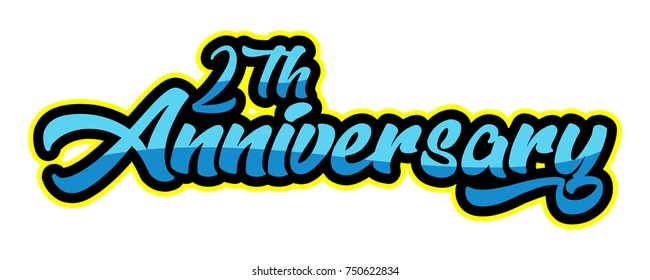 2nd Anniversary - Typography, Hand drawn lettering for greeting, invitation card. Celebrate