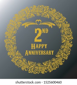 2nd anniversary vector design, gray background