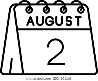 2nd of August Line vector Icon Design