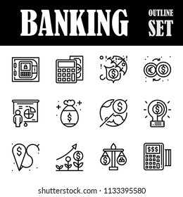 The 2nd banking icons. The outline icons. Illustation