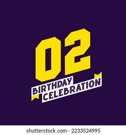 Diseño vectorial de la celebración de cumpleaños, 2 años de cumpleaños