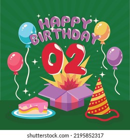 2nd birthday greeting card template