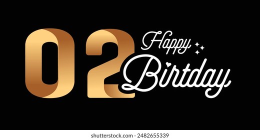 2nd birthday greetings with gold numbers