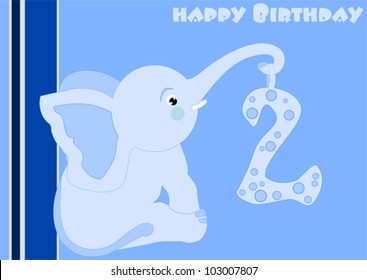 2nd Birthday - a little blue elephant