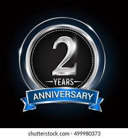 2nd Anniversary Logo Blue Ribbon Silver Stock Vector (Royalty Free ...