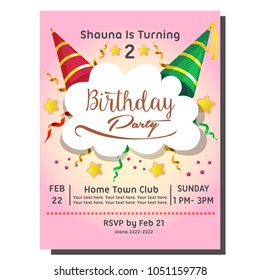 2nd Birthday Party Invitation Card With Hat