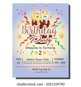 
2nd birthday party invitation card with cake tower
