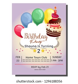 https www shutterstock com image vector 2nd birthday party invitation card balloon 1296188356