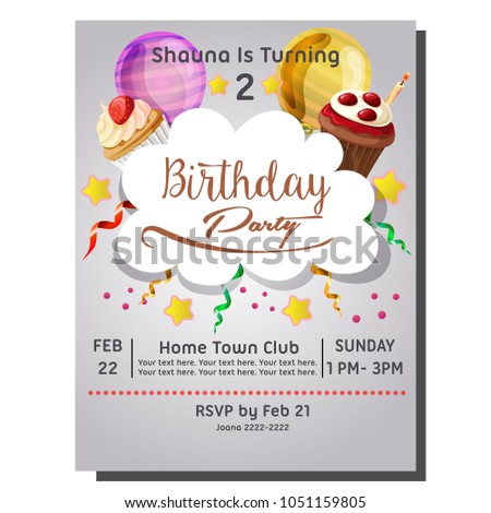 2nd birthday party invitation card berry stock vector royalty free