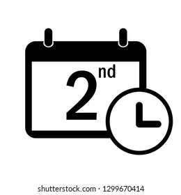 2nd Calendar icon vector. Date and time symbol.