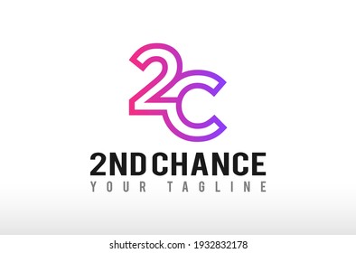 2nd Chance - Number Letter 2 C Logo Design Vector Icon Illustrations.