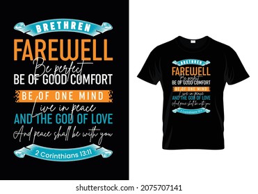 2nd Corinthians 13:11-Peace Shall be with you - Bible verse Typographic T-shirt Design