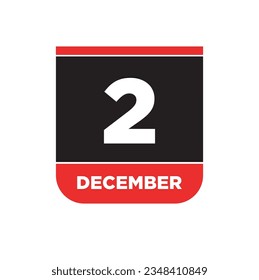 2nd December calendar page icon. 2 Dec vector