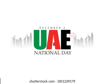 2nd December Happy National Day With UAE Flag Color  White Background