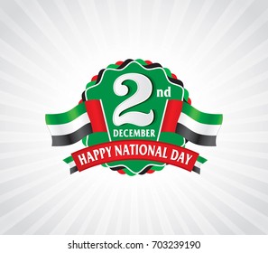 2nd December Logo with UAE Flag, Typographic emblems & badge with gray background, Vector illustration