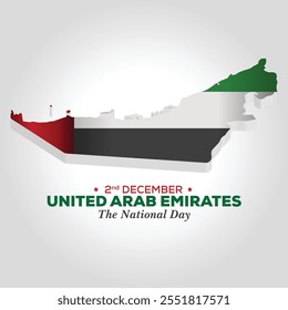 2nd December UAE National Day, Realistic 3D Map of UAE Vector Design Vector EPS Template