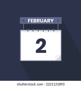 2nd February calendar icon. February 2 calendar Date Month icon vector illustrator