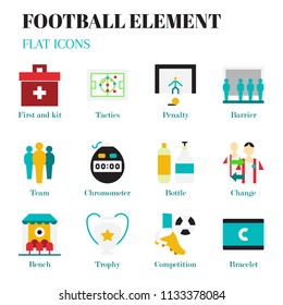 The 2nd football element set. The flat icons. Illustation