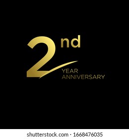 2nd gold black logo with ribbon design number icon