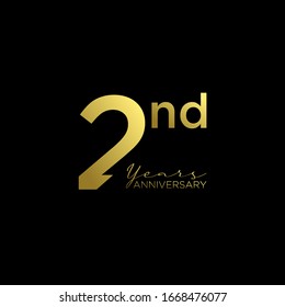 2nd gold black logo with ribbon design number icon