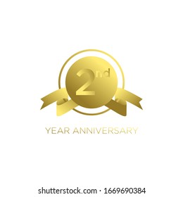 2nd gold white logo with ribbon design number icon	