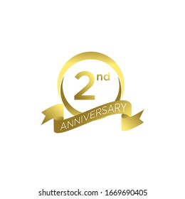 2nd gold white logo with ribbon design number icon	