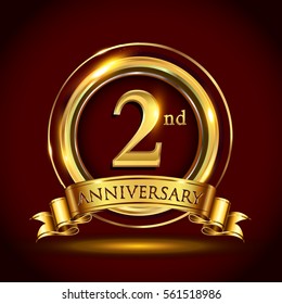 2nd Golden Anniversary Logo Two Years Stock Vector (Royalty Free) 569345875