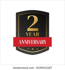 2nd golden anniversary logo,with Laurel Wreath and gold ribbon Vector Illustration