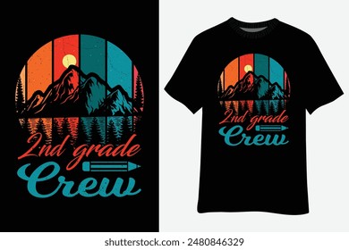 2nd Grade Crew back to school Mountain Hiking trip love Hike T-Shirt Design