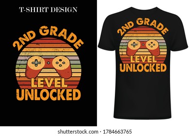 2nd Grade Level Unlocked, secondth Grade Gift  EPS Digital File.Back to school t-shirt design.