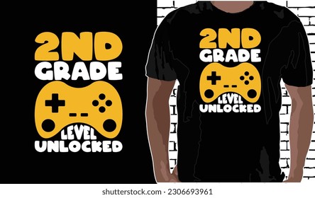 2nd Grade Level Unlocked T shirt Design, Quotes about Back To School, Back To School shirt, Back To School typography T shirt design