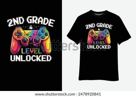 2nd Grade Level Unlocked Video Game Back to School Boys T-Shirt Design