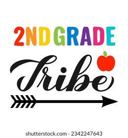 2nd Grade tribe calligraphy hand lettering isolated on white. First day of school. Vector template for typography poster, banner, flyer, greeting card, postcard, shirt, etc