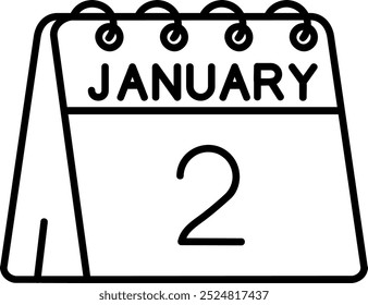 2nd of January Line vector Icon Design