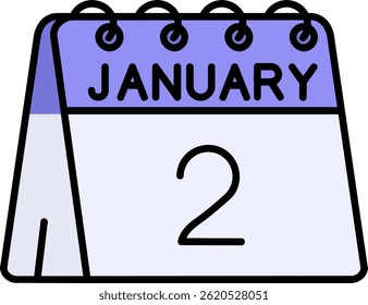2nd of January Line vector Icon Design