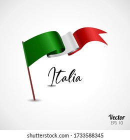 2nd june, Italy Happy republic Day greeting card. Waving italian flags and balloons isolated on white background. Patriotic Symbolic background Vector illustration.