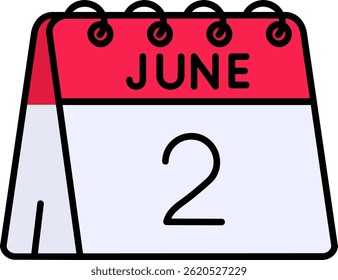2nd of June Line vector Icon Design