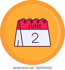 2nd of June Line vector Icon Design