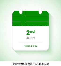 2nd June, National day of Ladonia. Classic country national day calendar concept vector illustration.
