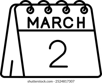 2nd of March Line vector Icon Design