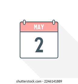 Icono del calendario 2 de mayo. 2 de mayo calendario Fecha Mes Icono Ilustrador vectorial