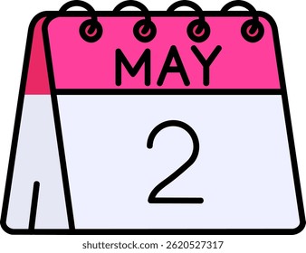 Design de ícone de vetor de linha de 2 de maio