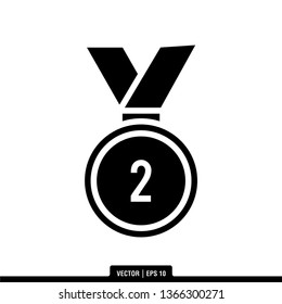 2nd Medal Icon Vector Illustration Logo Template