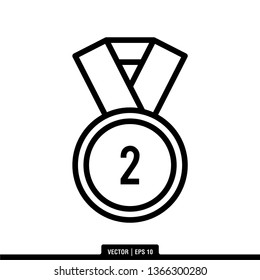 2nd Medal Icon Vector Illustration Logo Template